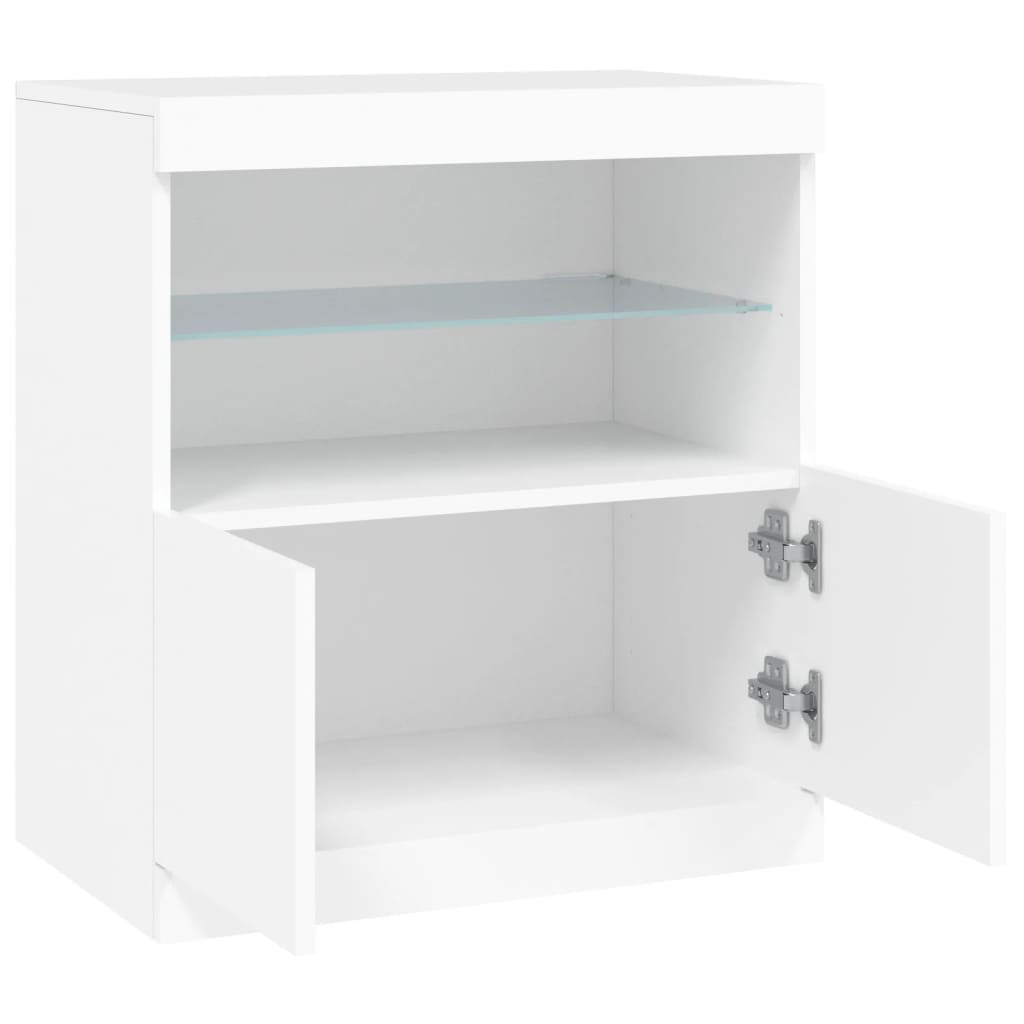 Skjenk Hvit med LED-lys 60x37x67 cm