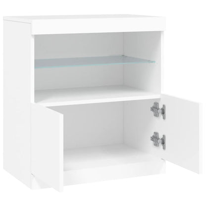 Skjenk Hvit med LED-lys 60x37x67 cm