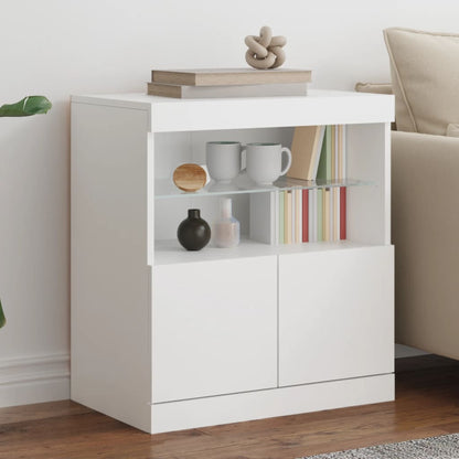 Skjenk Hvit med LED-lys 60x37x67 cm
