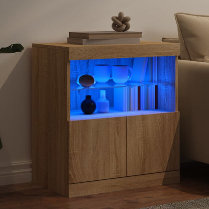 Skjenk Sonoma Eik med LED-lys 60x37x67 cm