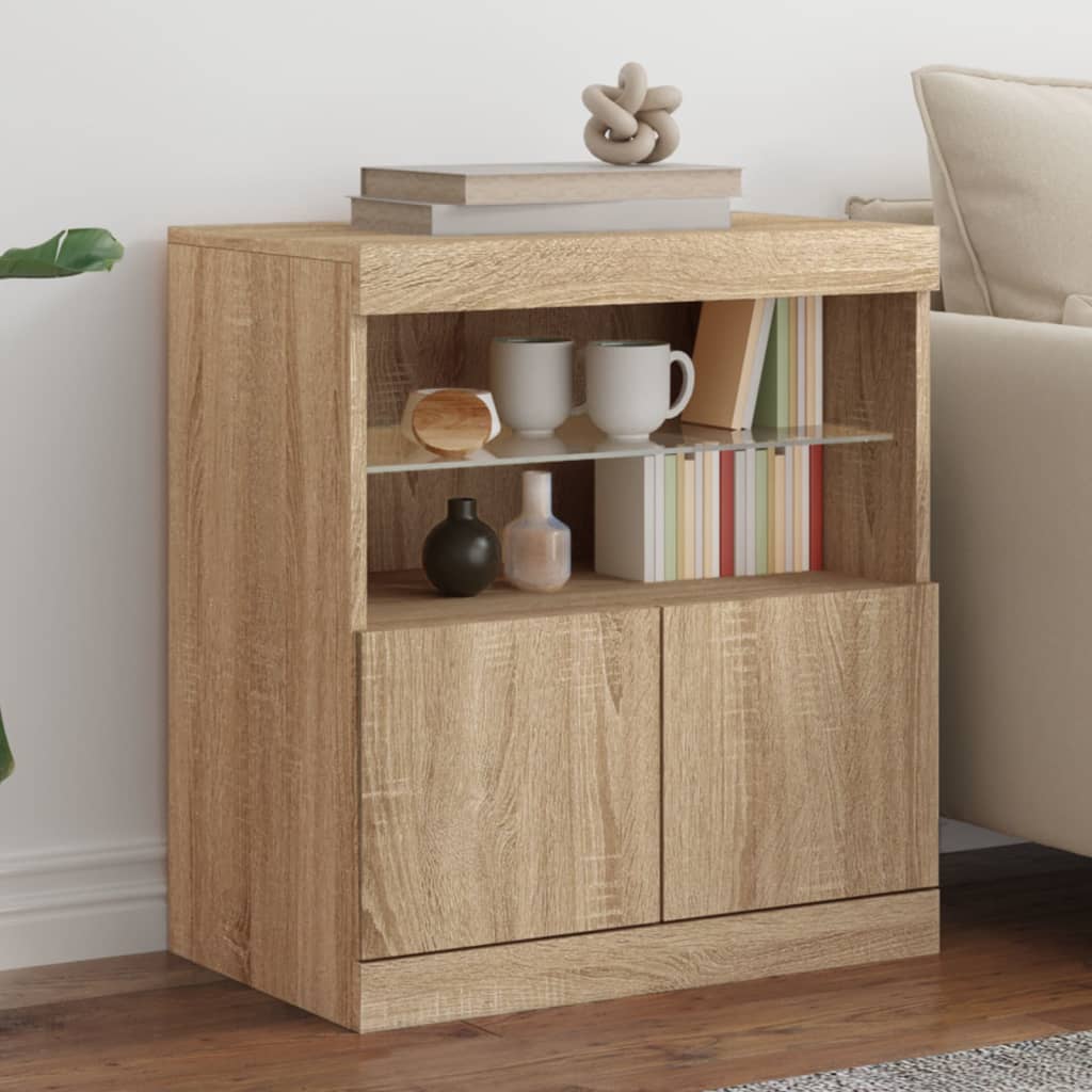 Skjenk Sonoma Eik med LED-lys 60x37x67 cm