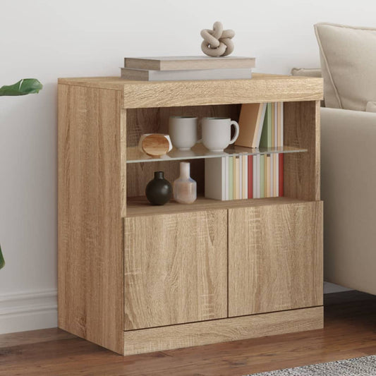 Skjenk Sonoma Eik med LED-lys 60x37x67 cm