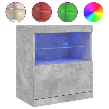 Skjenk Betonggrå med LED-lys 60x37x67 cm