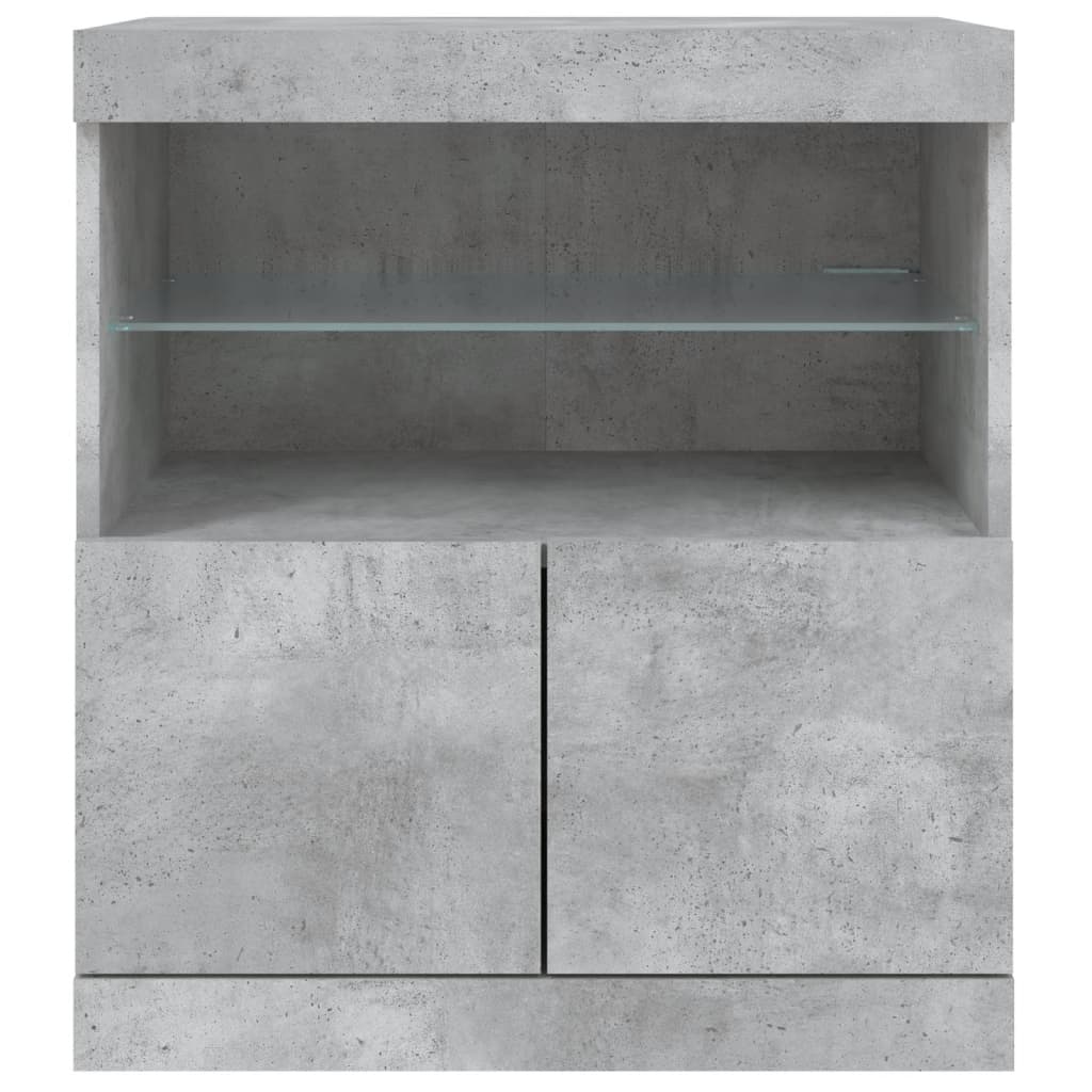 Skjenk Betonggrå med LED-lys 60x37x67 cm
