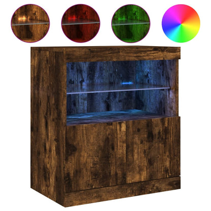 Skjenk Røkt Eik med LED-lys 60x37x67 cm