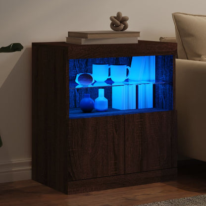 Skjenk Brun Eik med LED-lys 60x37x67 cm