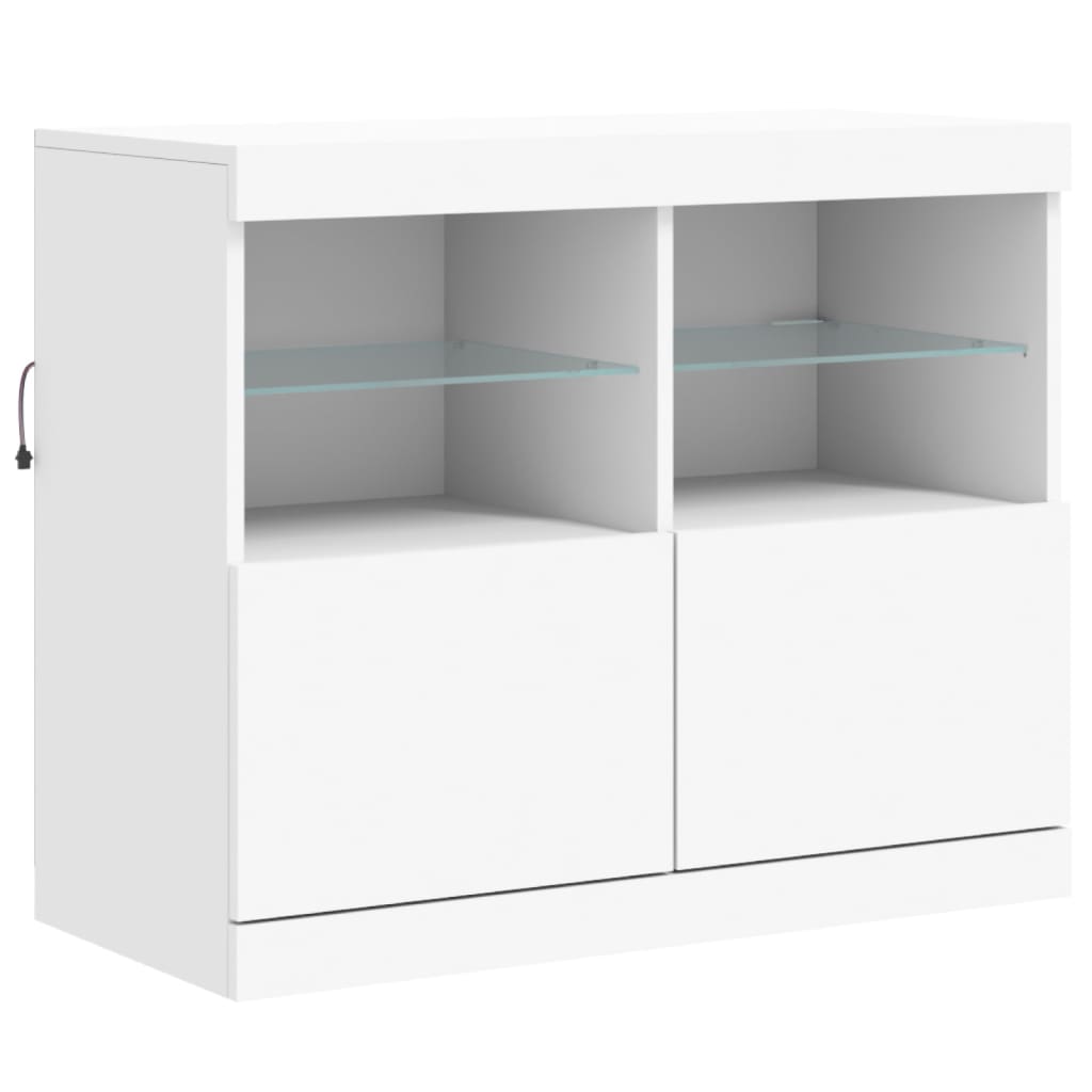 Skjenk Hvit med LED-lys 81x37x67 cm
