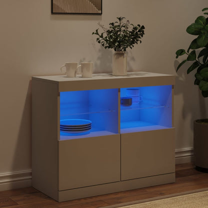 Skjenk Hvit med LED-lys 81x37x67 cm