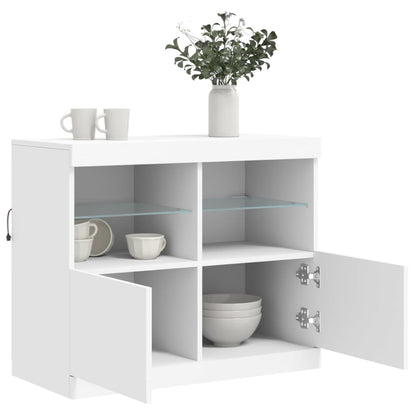 Skjenk Hvit med LED-lys 81x37x67 cm