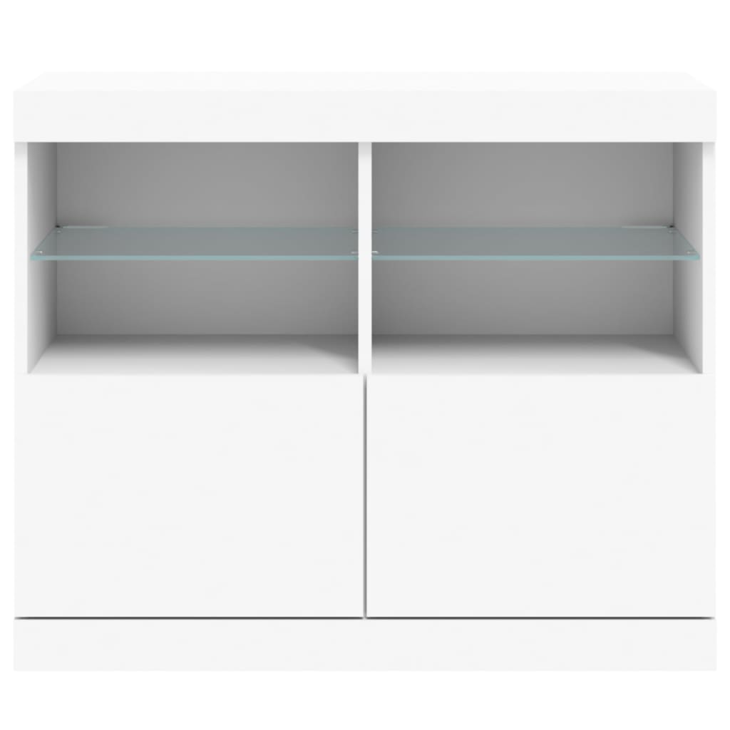 Skjenk Hvit med LED-lys 81x37x67 cm
