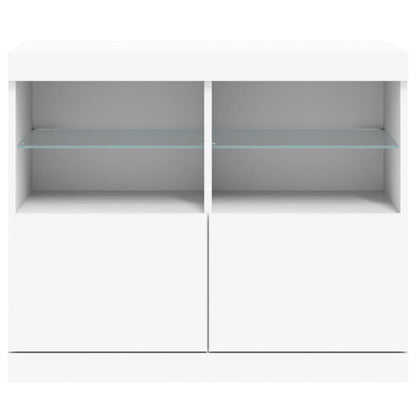 Skjenk Hvit med LED-lys 81x37x67 cm