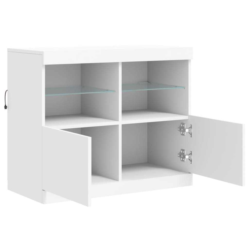 Skjenk Hvit med LED-lys 81x37x67 cm