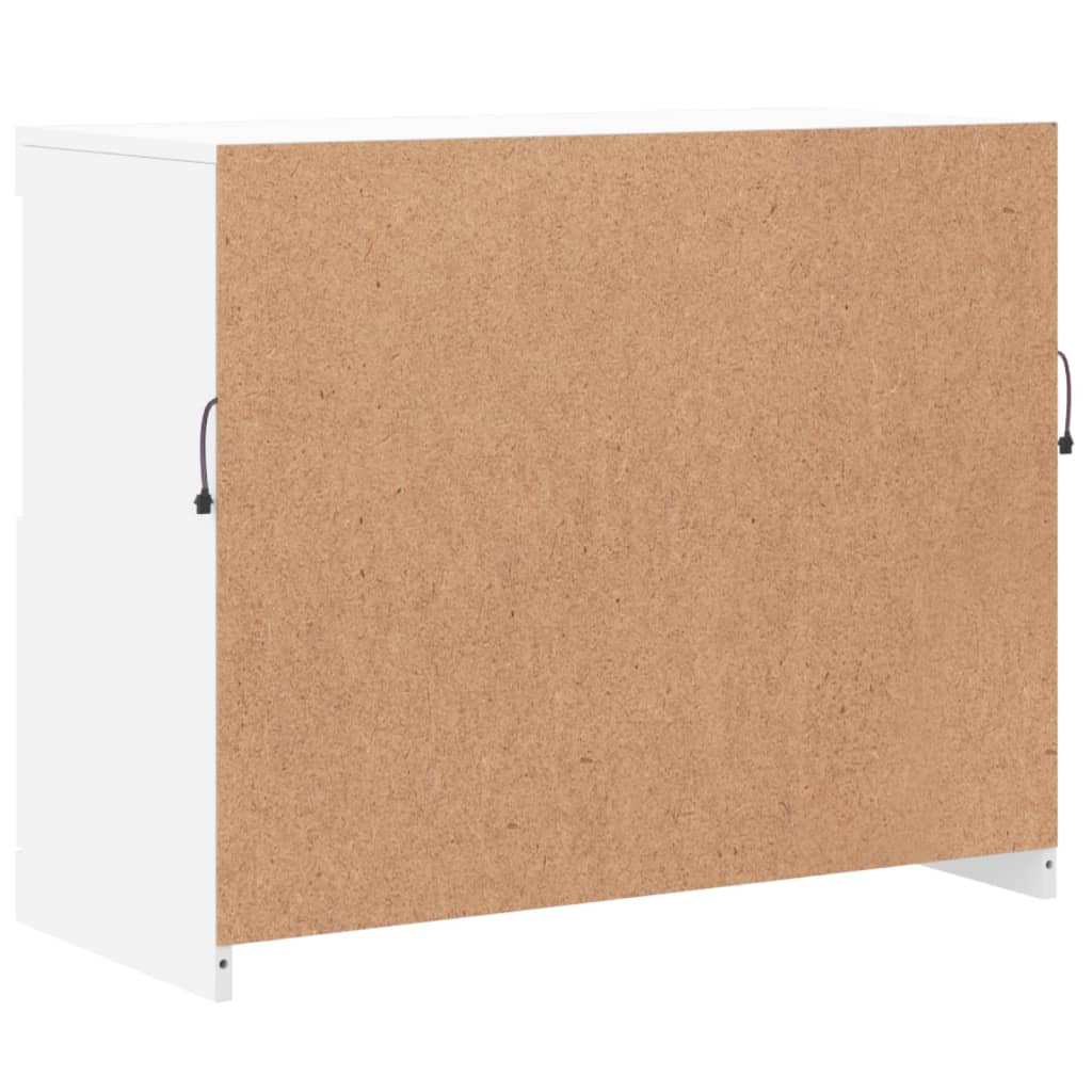 Skjenk Hvit med LED-lys 81x37x67 cm