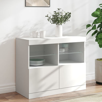 Skjenk Hvit med LED-lys 81x37x67 cm