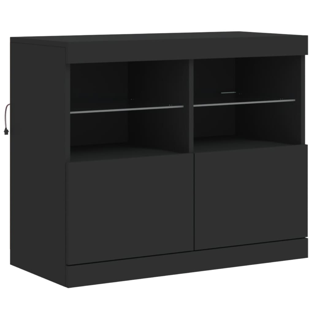 Skjenk Svart med LED-lys 81x37x67 cm