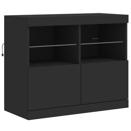 Skjenk Svart med LED-lys 81x37x67 cm