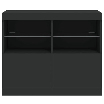 Skjenk Svart med LED-lys 81x37x67 cm