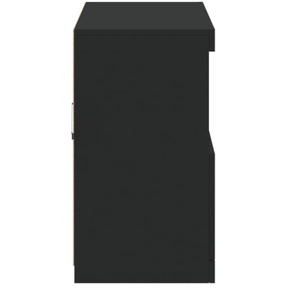 Skjenk Svart med LED-lys 81x37x67 cm