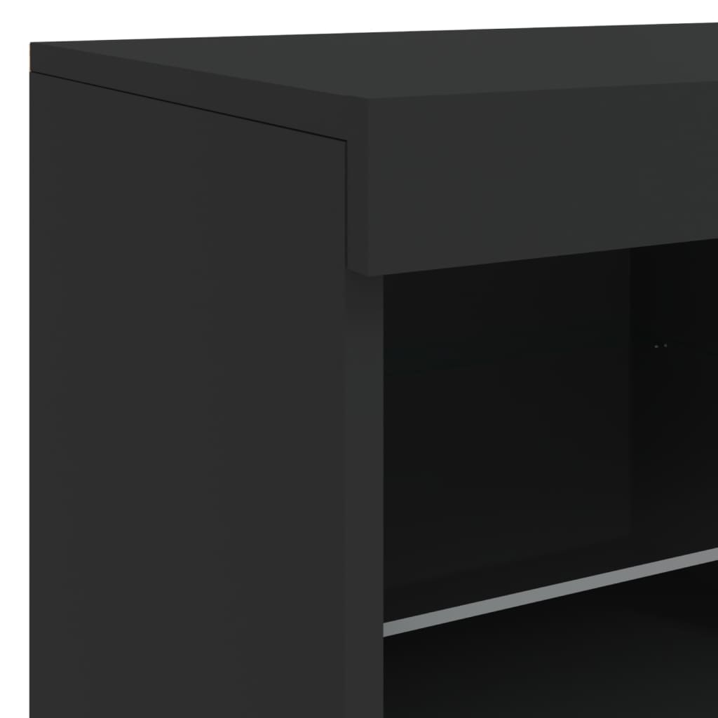 Skjenk Svart med LED-lys 81x37x67 cm