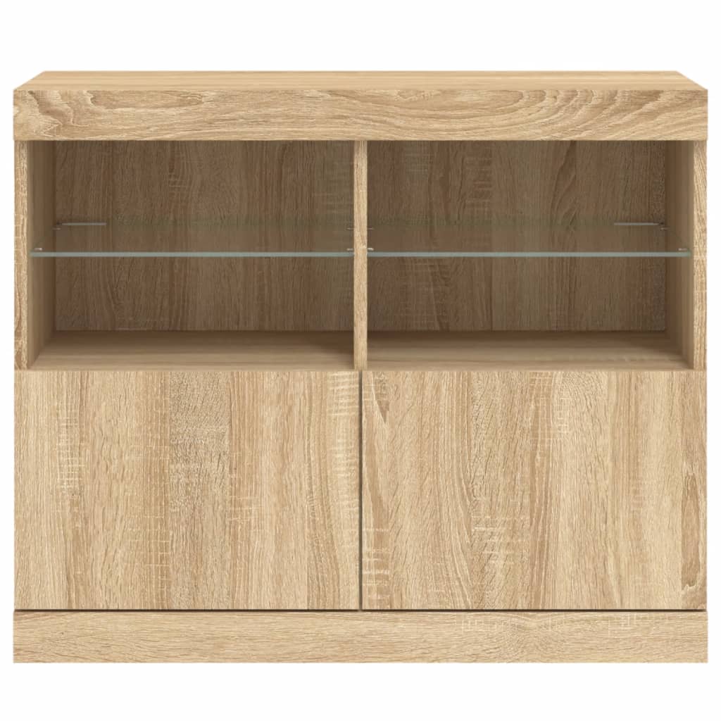Skjenk Sonoma Eik med LED-lys 81x37x67 cm