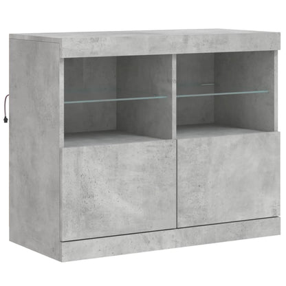 Skjenk Betonggrå med LED-lys 81x37x67 cm