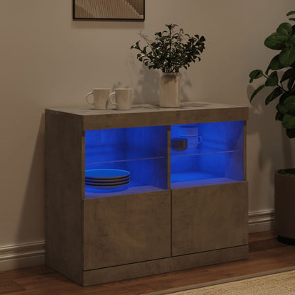 Skjenk Betonggrå med LED-lys 81x37x67 cm