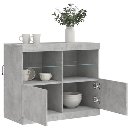 Skjenk Betonggrå med LED-lys 81x37x67 cm