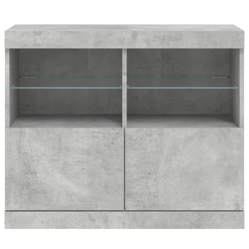 Skjenk Betonggrå med LED-lys 81x37x67 cm