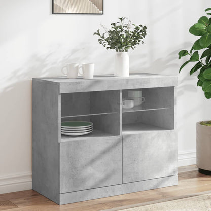 Skjenk Betonggrå med LED-lys 81x37x67 cm