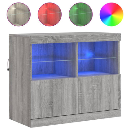 Skjenk Sonoma Grå med LED-lys 81x37x67 cm