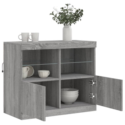 Skjenk Sonoma Grå med LED-lys 81x37x67 cm