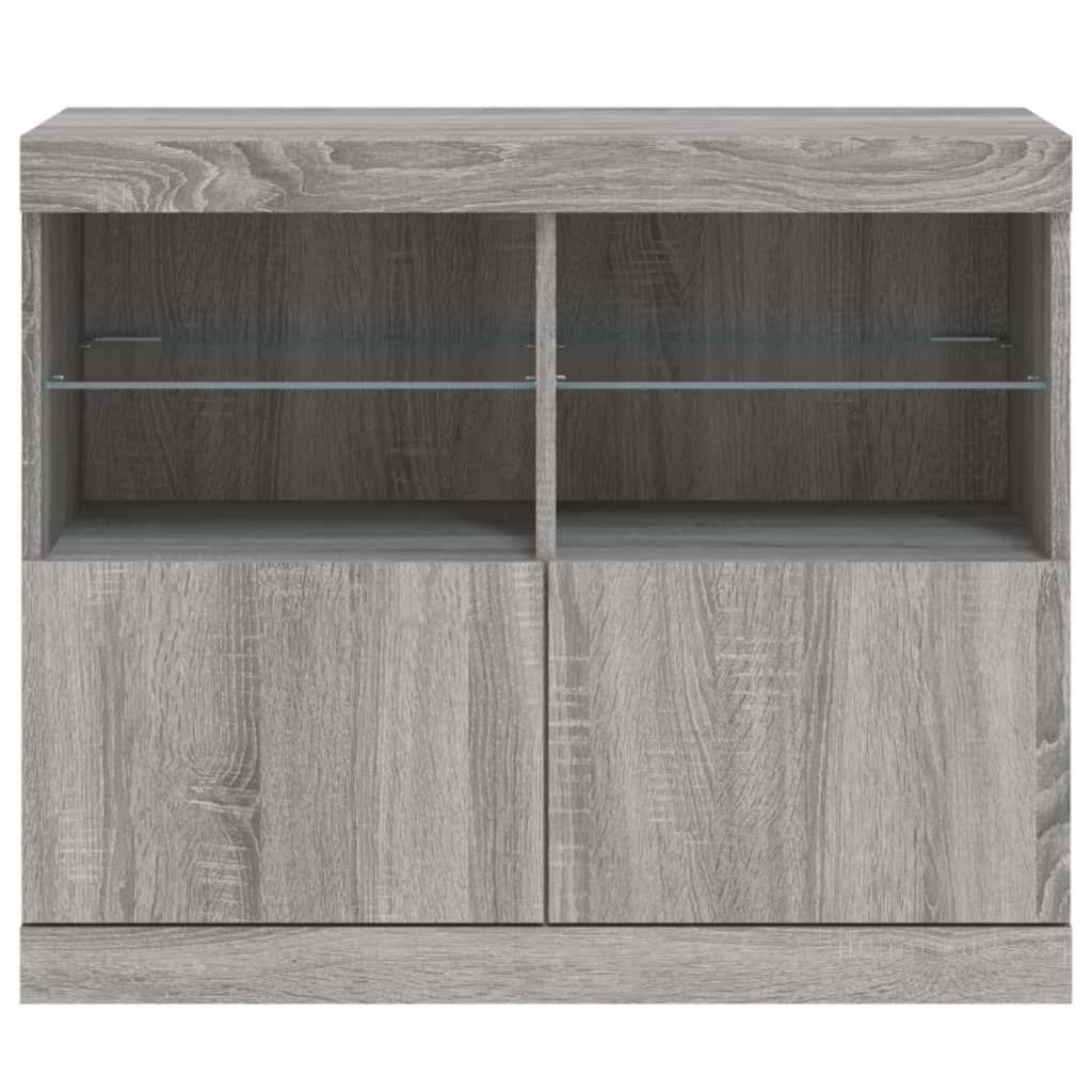 Skjenk Sonoma Grå med LED-lys 81x37x67 cm