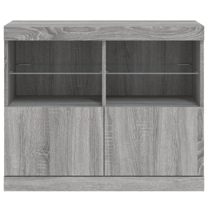 Skjenk Sonoma Grå med LED-lys 81x37x67 cm