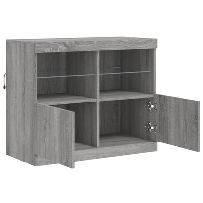 Skjenk Sonoma Grå med LED-lys 81x37x67 cm