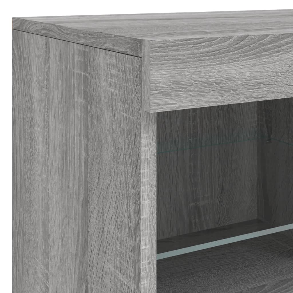Skjenk Sonoma Grå med LED-lys 81x37x67 cm