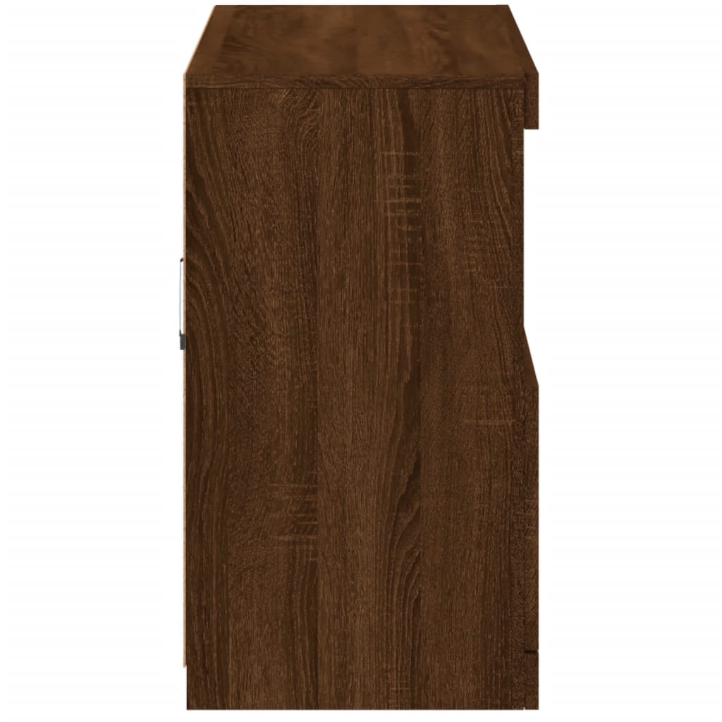 Skjenk Brun Eik med LED-lys 81x37x67 cm