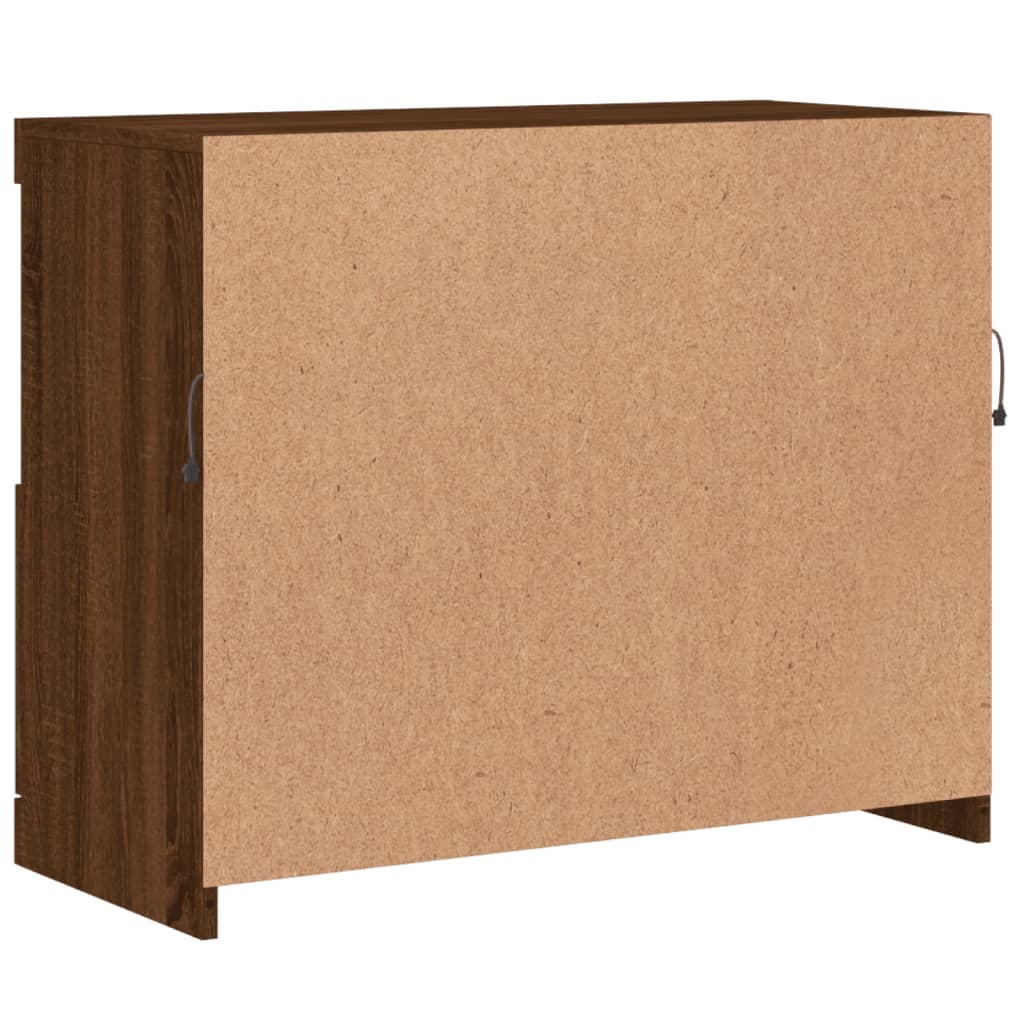 Skjenk Brun Eik med LED-lys 81x37x67 cm