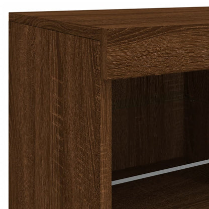 Skjenk Brun Eik med LED-lys 81x37x67 cm