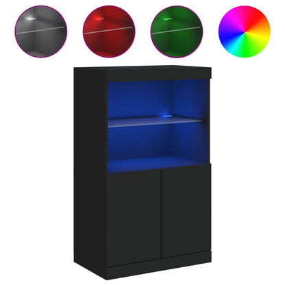 Skjenk Svart med LED-lys 60,5x37x100 cm