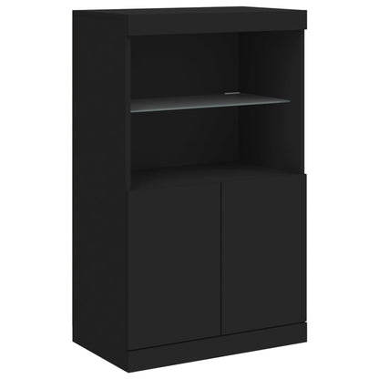 Skjenk Svart med LED-lys 60,5x37x100 cm