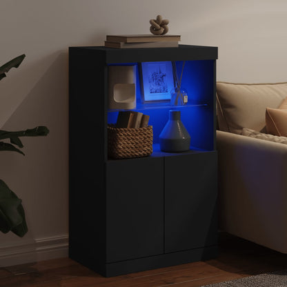 Skjenk Svart med LED-lys 60,5x37x100 cm