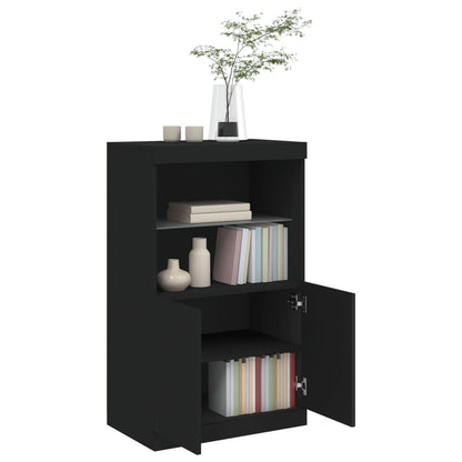 Skjenk Svart med LED-lys 60,5x37x100 cm