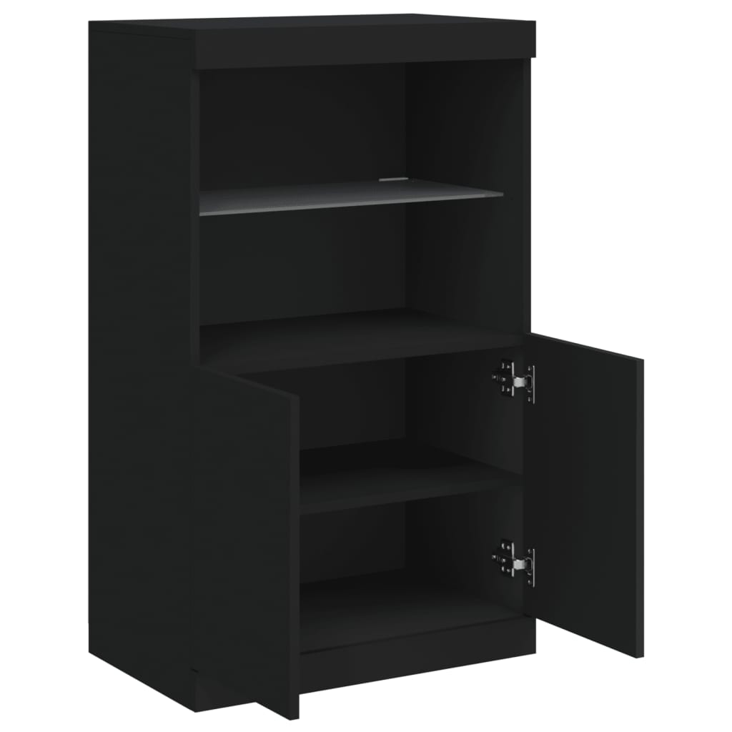 Skjenk Svart med LED-lys 60,5x37x100 cm