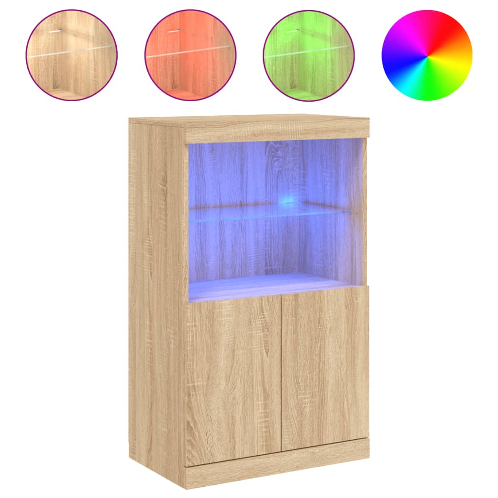 Skjenk Sonoma Eik med LED-lys 60,5x37x100 cm