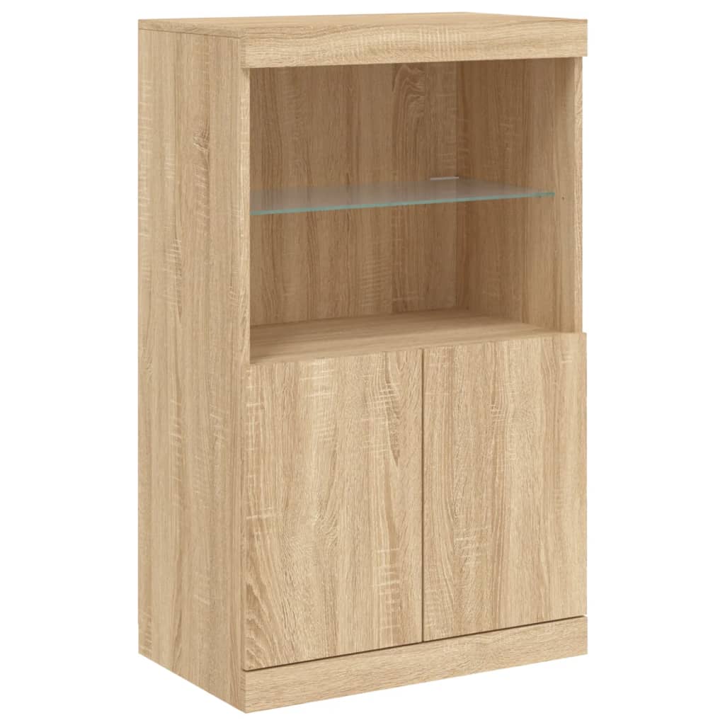 Skjenk Sonoma Eik med LED-lys 60,5x37x100 cm