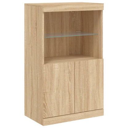 Skjenk Sonoma Eik med LED-lys 60,5x37x100 cm