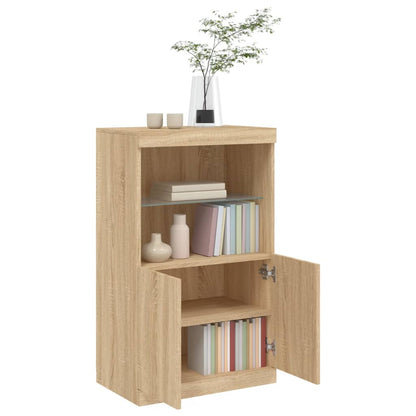 Skjenk Sonoma Eik med LED-lys 60,5x37x100 cm