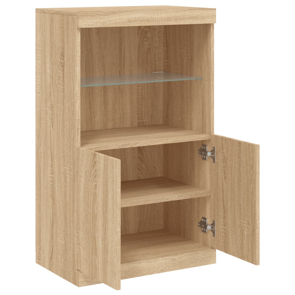 Skjenk Sonoma Eik med LED-lys 60,5x37x100 cm