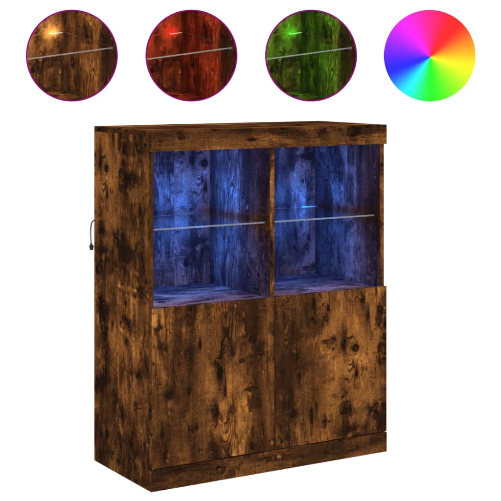 Skjenk Røkt Eik med LED-lys 81x37x100 cm