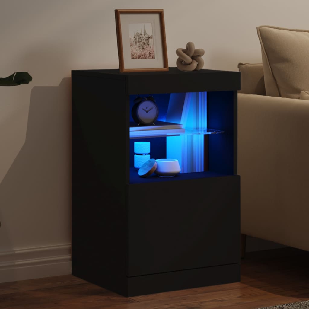 Skjenk Svart med LED-lys 41x37x67 cm